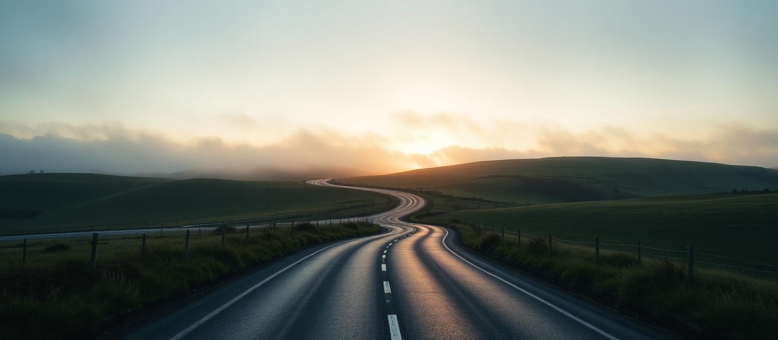 Open road at dawn